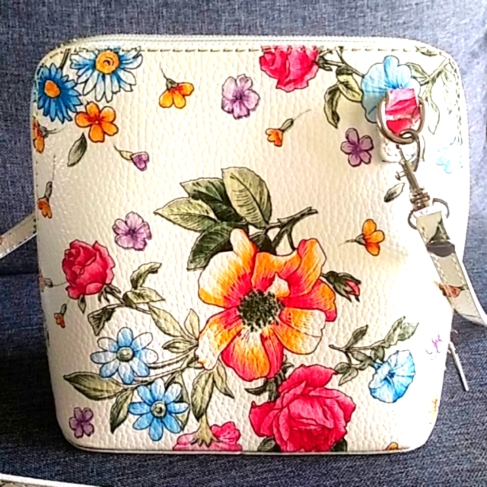Genuine Leather Floral Purse